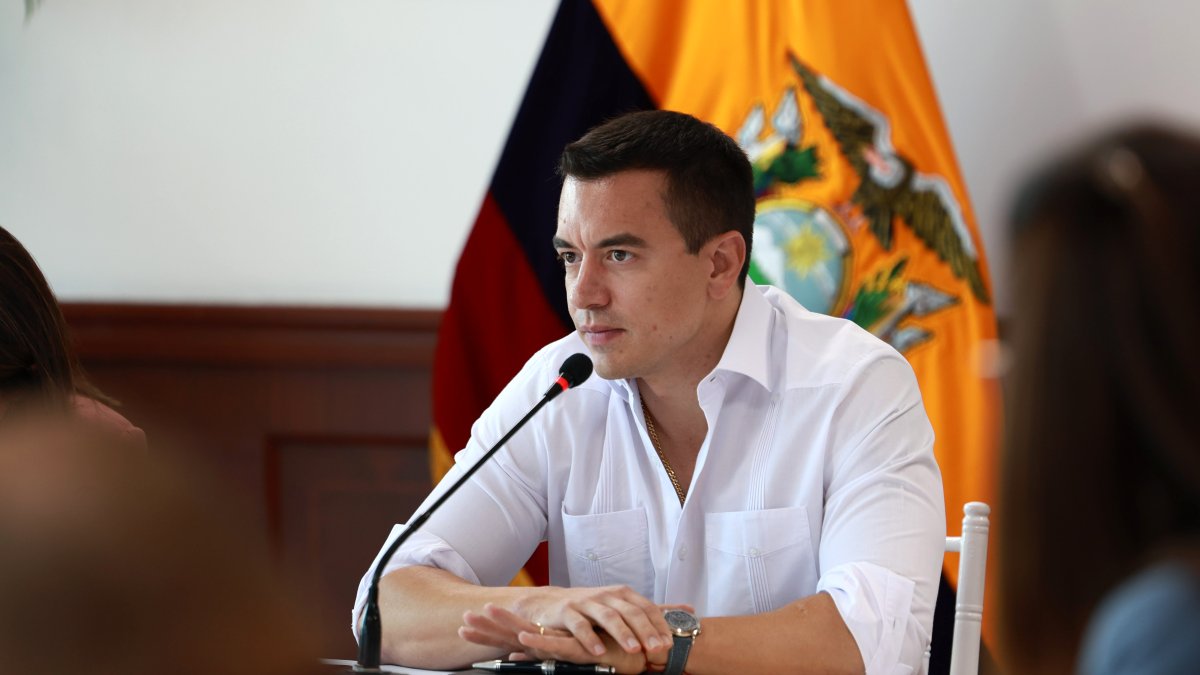 Daniel Noboa durante su diálogo con The Economist, donde defendió su gestión y esbozó su hoja de ruta hacia 2029.