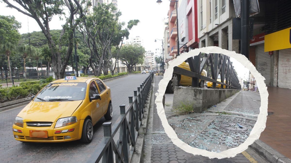 En el lugar del crimen quedaron restos de vidrio, justo en la zona donde se estacionan los taxistas para llevar pasajeros de Guayaquil a Durán.