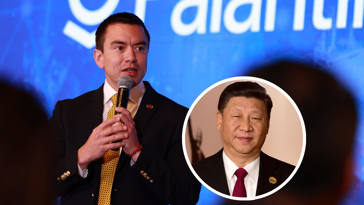 El presidente Daniel Noboa y el primer mandatario Chino, Xi Jinping.