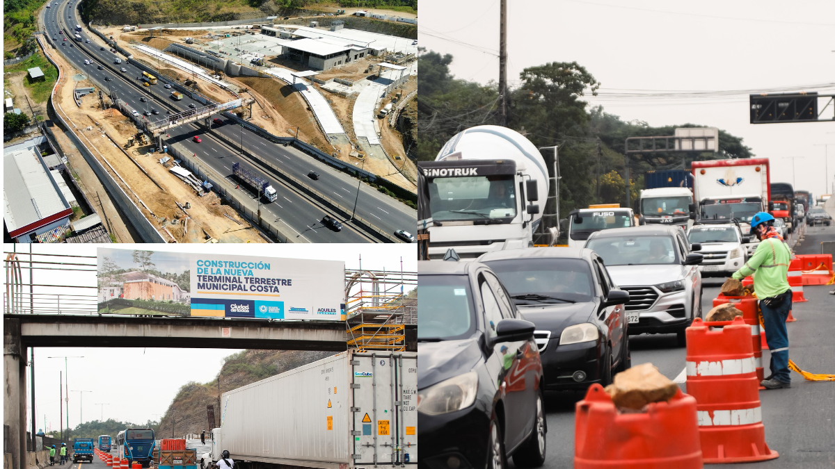 Obras en la terminal Costa generan desvíos en la vía Perimetral de Guayaquil