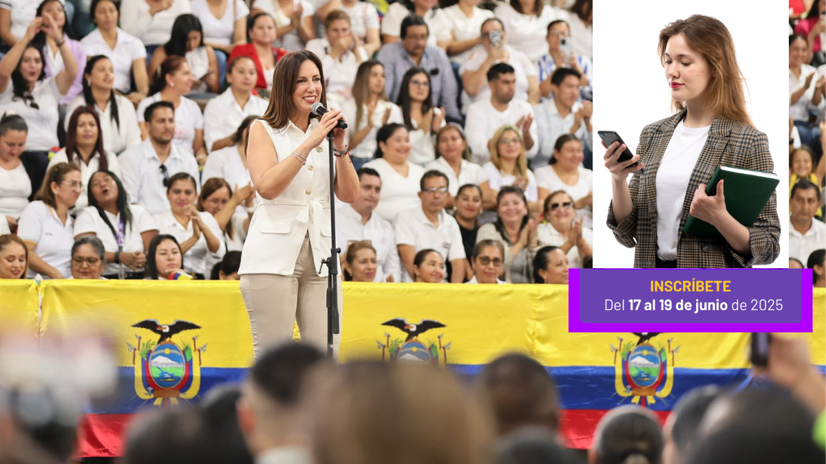 La ministra Alegría Crespo en la incorporación de nuevos profesores al magisterio, el 17 de junio del 2025.