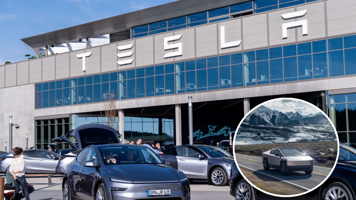 Cybertrucks almacenados al aire libre, una muestra del exceso de inventario que enfrenta Tesla