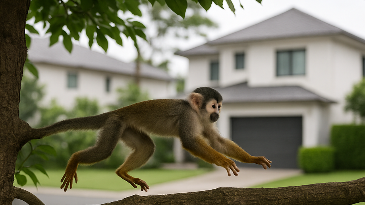 El mono fue visto desplazándose libremente en una urbanización de Samborondón, lo que activó el operativo de rescate por parte de la Policía Ambiental.