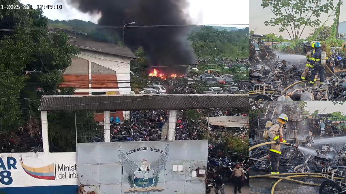 Incendio en Guayaquil afectó vehículos retenidos por la Policía: sin heridos.