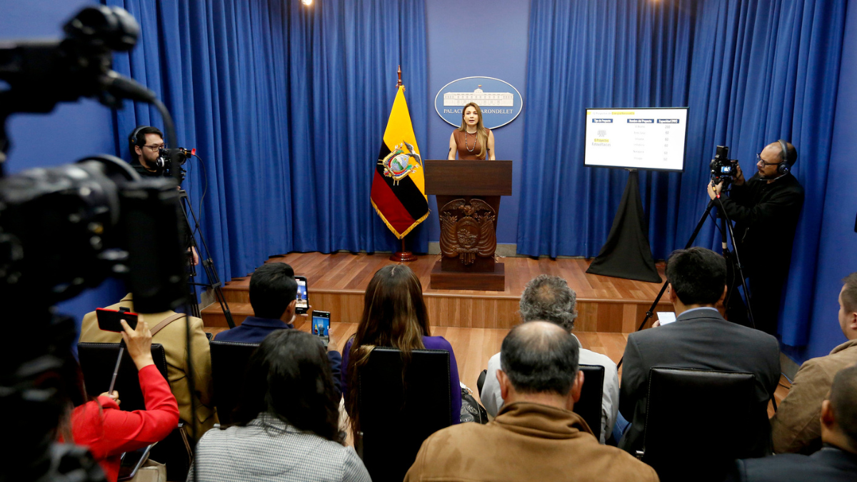 Carolina Jaramillo, vocera del Gobierno de Ecuador, este 23 de junio de 2025.