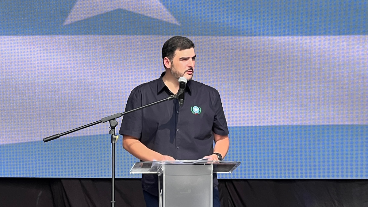 Aquiles Álvarez en la rendición de cuentas de sus dos años de gestión.