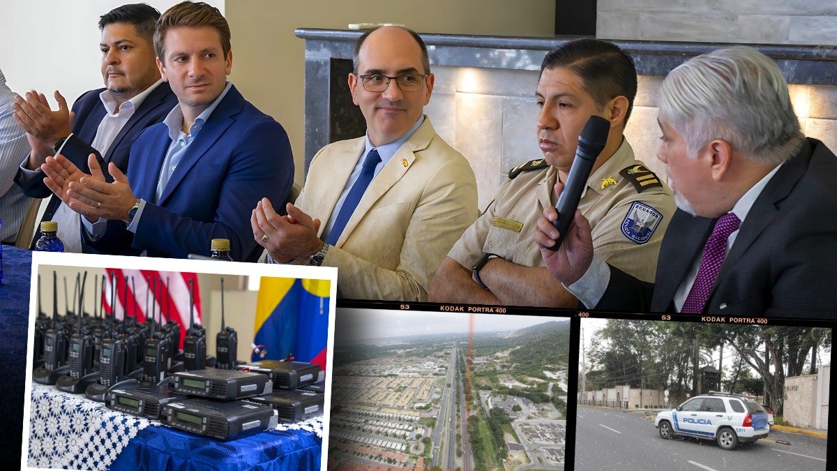 Marcos Mata (a la derecha), representante de ciudadelas vía a la costa junto a Erik Martin (en el centro), cónsul general de los Estados Unidos en Guayaquil. 