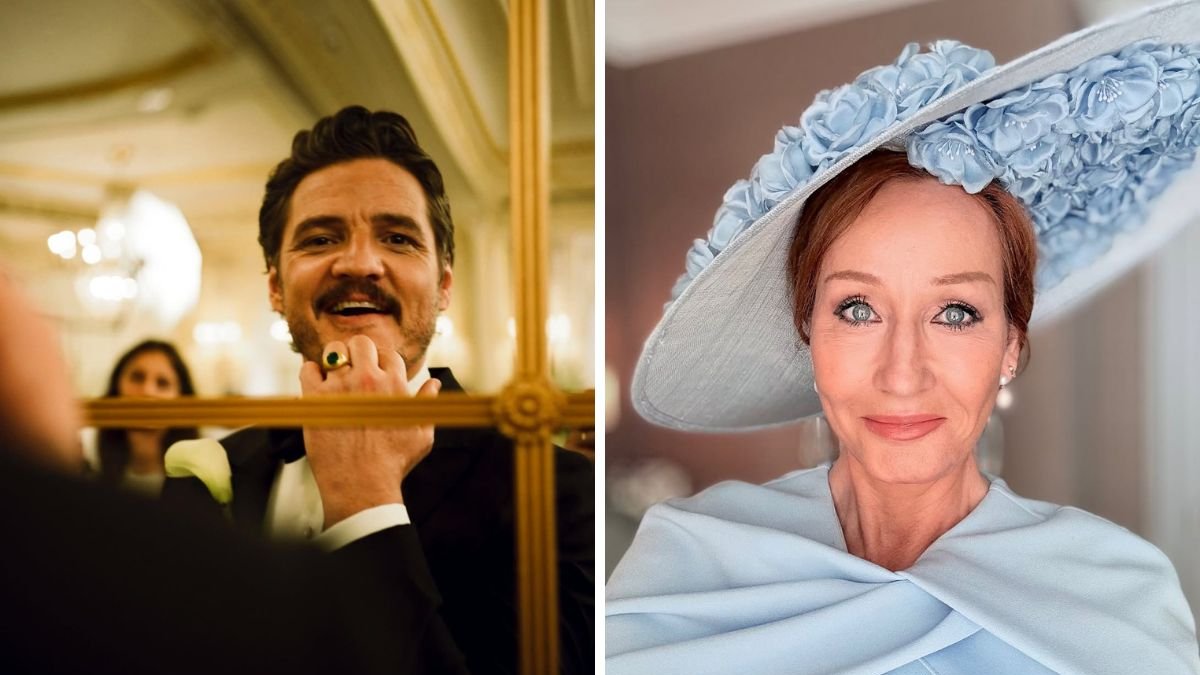 Pedro Pascal, actor chileno-estadounidense de 50 años, y J.K. Rowling, escritora británica de 59 años
