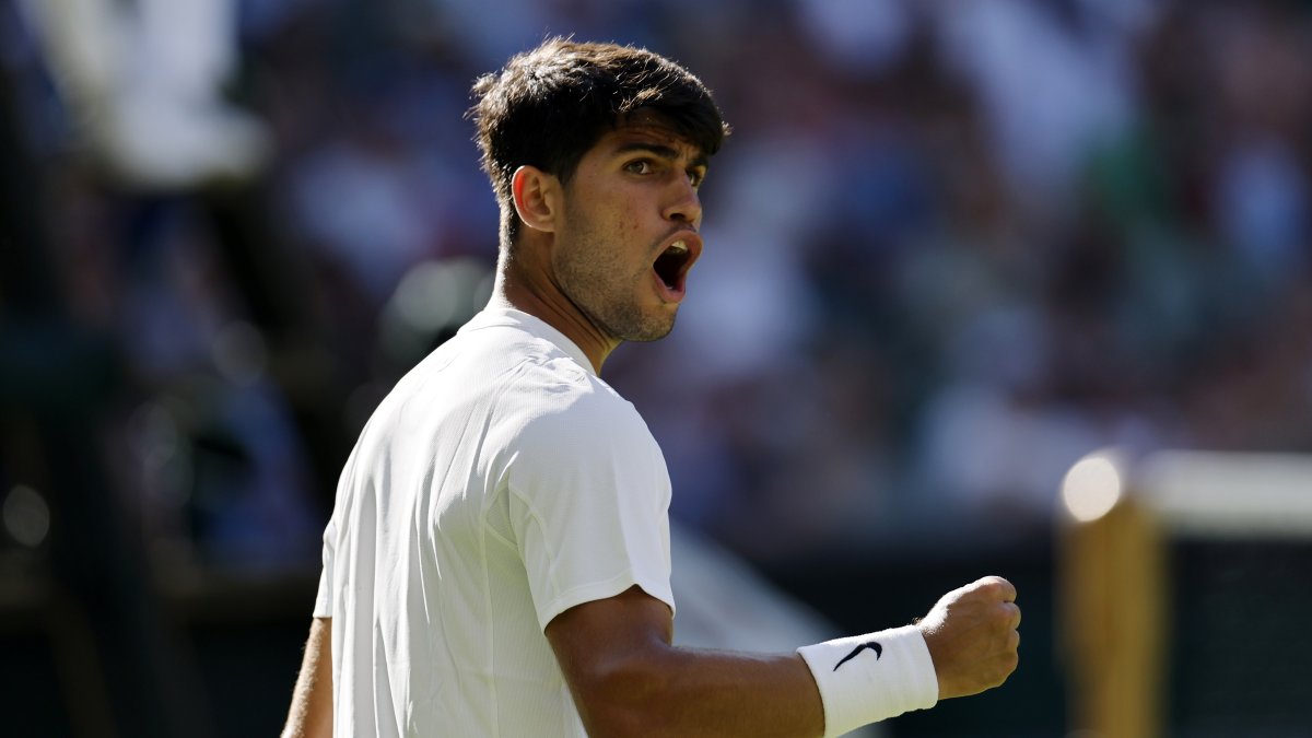 Carlos Alcaraz terminó con un grito de desahogo tras el extenuante partido con Fognini.