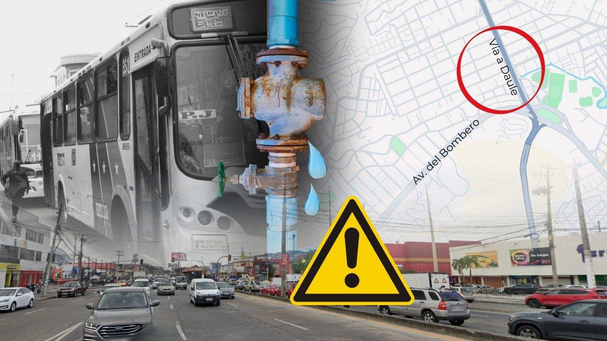 Desvíos en líneas de buses por obras en Mapasingue Oeste, norte de Guayaquil.