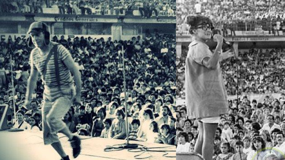 Elenco de 'El Chavo del 8' durante una presentación en Ecuador, donde fueron recibidos con entusiasmo por miles de fans