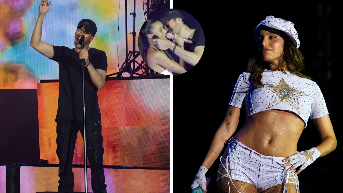 La reacción de Emilia Mernes frente al beso que quiso 'robarle' Enrique Inglesias sobre el escenario despertó todo tipo de comentarios de los internautas.