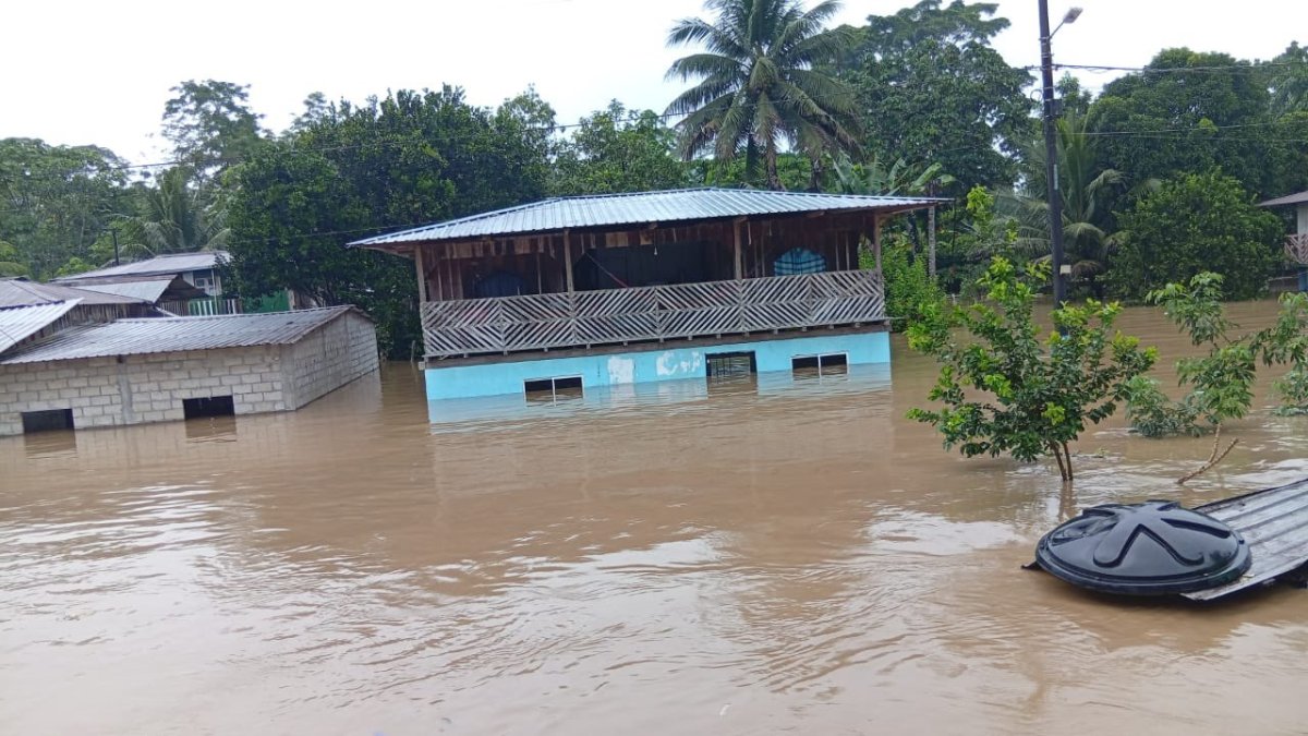 Varias viviendas quedaron parcialmente cubiertas por el agua tras las lluvias y desbordamiento de ríos.