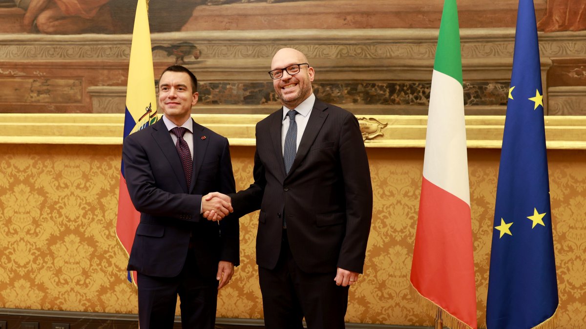 Daniel Noboa se reunió con Lorenzo Fontana, presidente de la Cámara de Diputados de Italia.