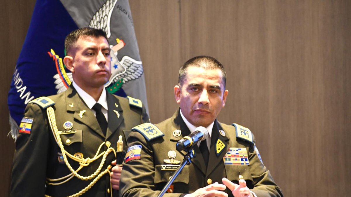 El comandante general de la Policía Nacional, Pablo Dávila, durante la rendición de cuentas.