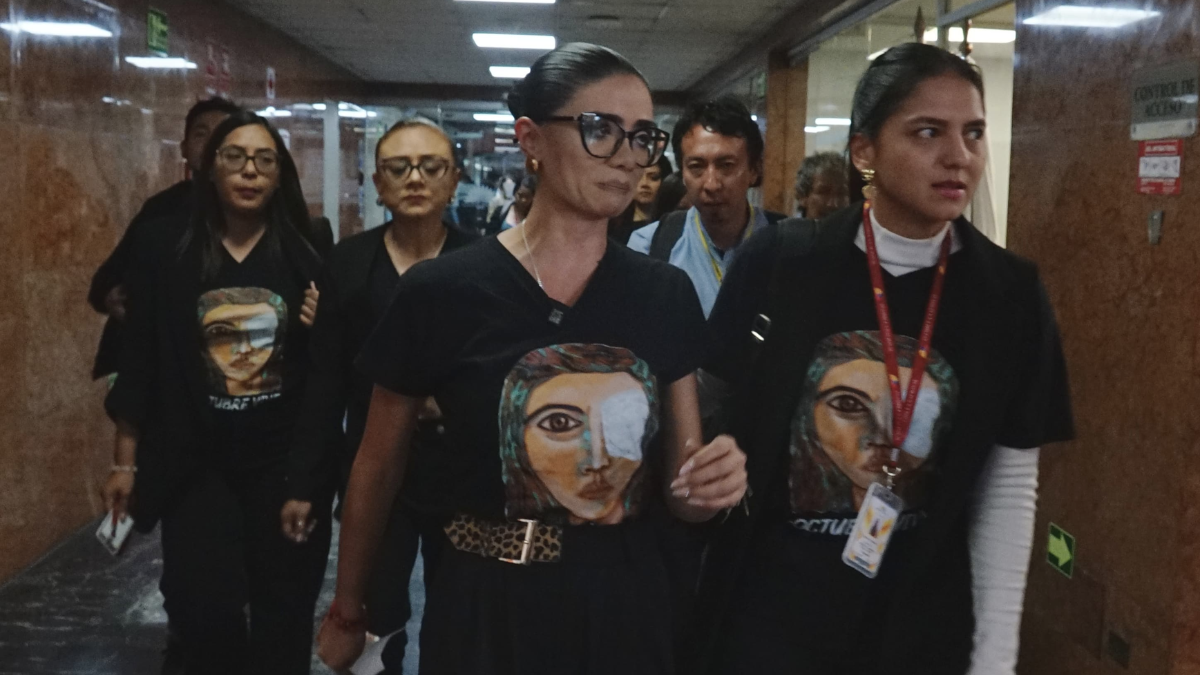 Jhajaira Urresta durante el anuncio de su salida del movimiento Revolución Ciudadana, este 10 de julio de 2025.