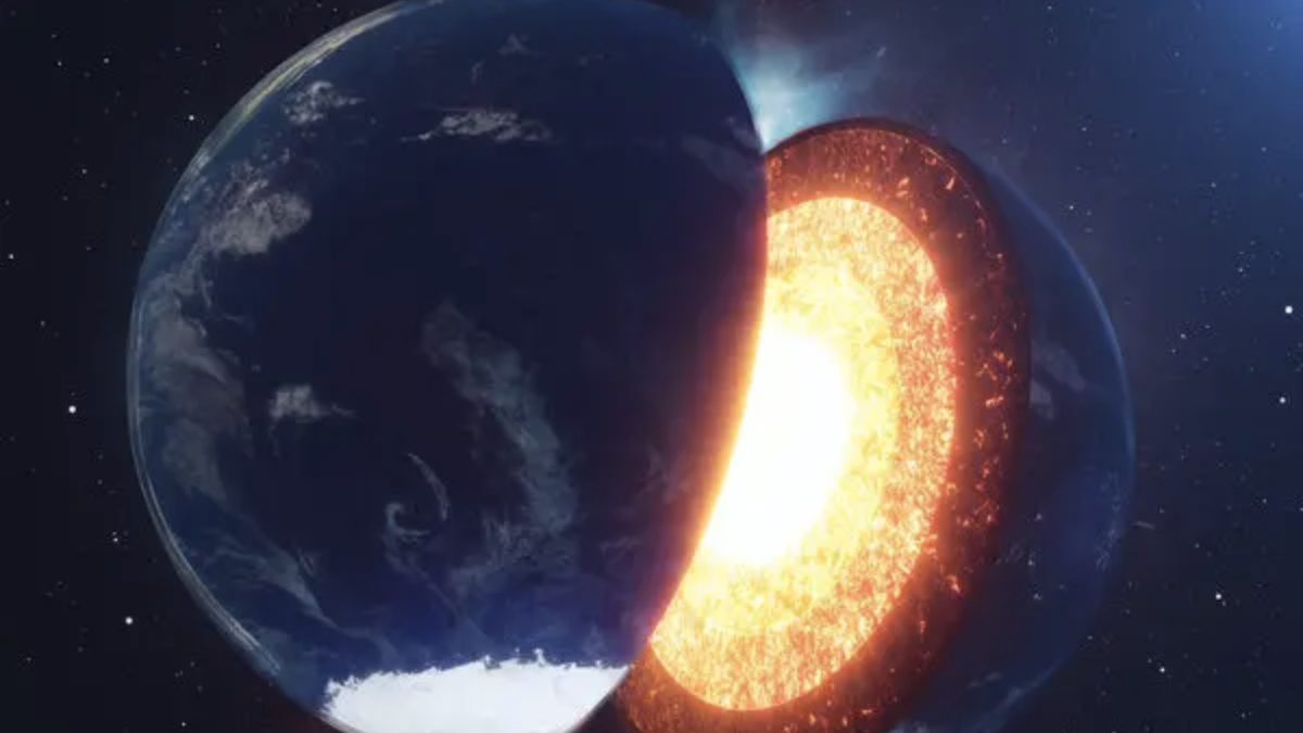 Representación artística del núcleo terrestre y sus movimientos internos, cuya dinámica podría estar cambiando según recientes estudios científicos.