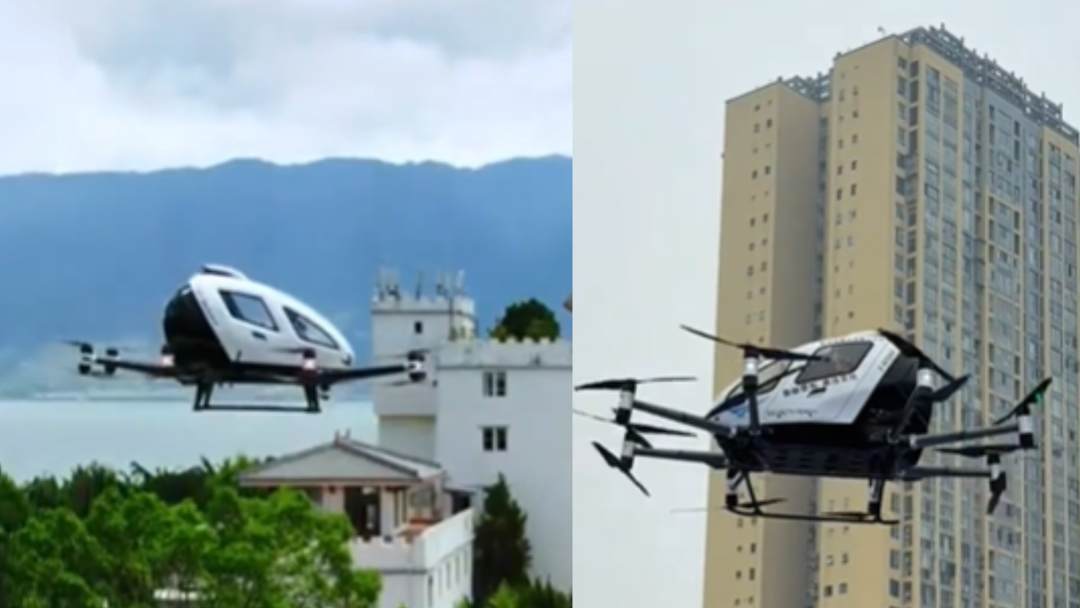 El modelo EH216-S de EHang realiza vuelos turísticos en China, marcando el inicio de la era comercial de los taxis aéreos