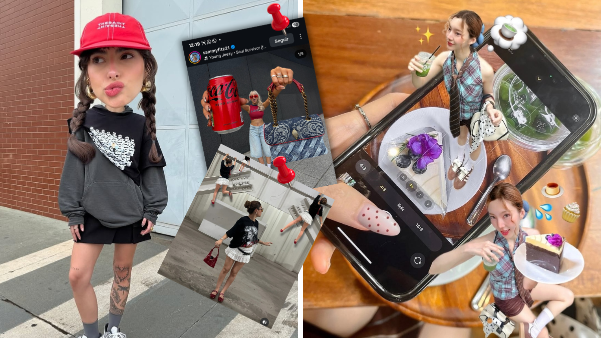 Cuando tu creatividad no cabe en la pantalla... o tu cabeza tampoco. Así se ven las últimas tendencias de Instagram: Phone Exit, Pop Head Trend y otras.