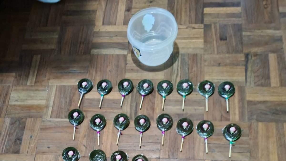 En la vivinda se encontró gomitas y 43 paletas de una sustancia de color verde.