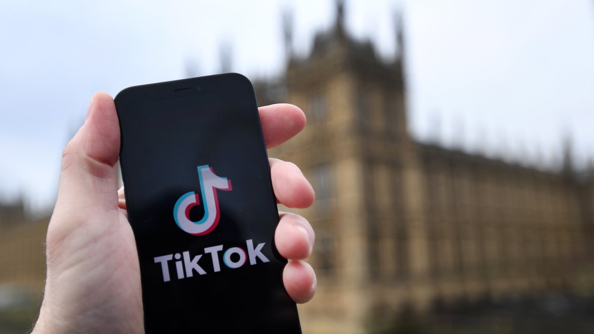 El logotipo de TikTok en un teléfono celular.