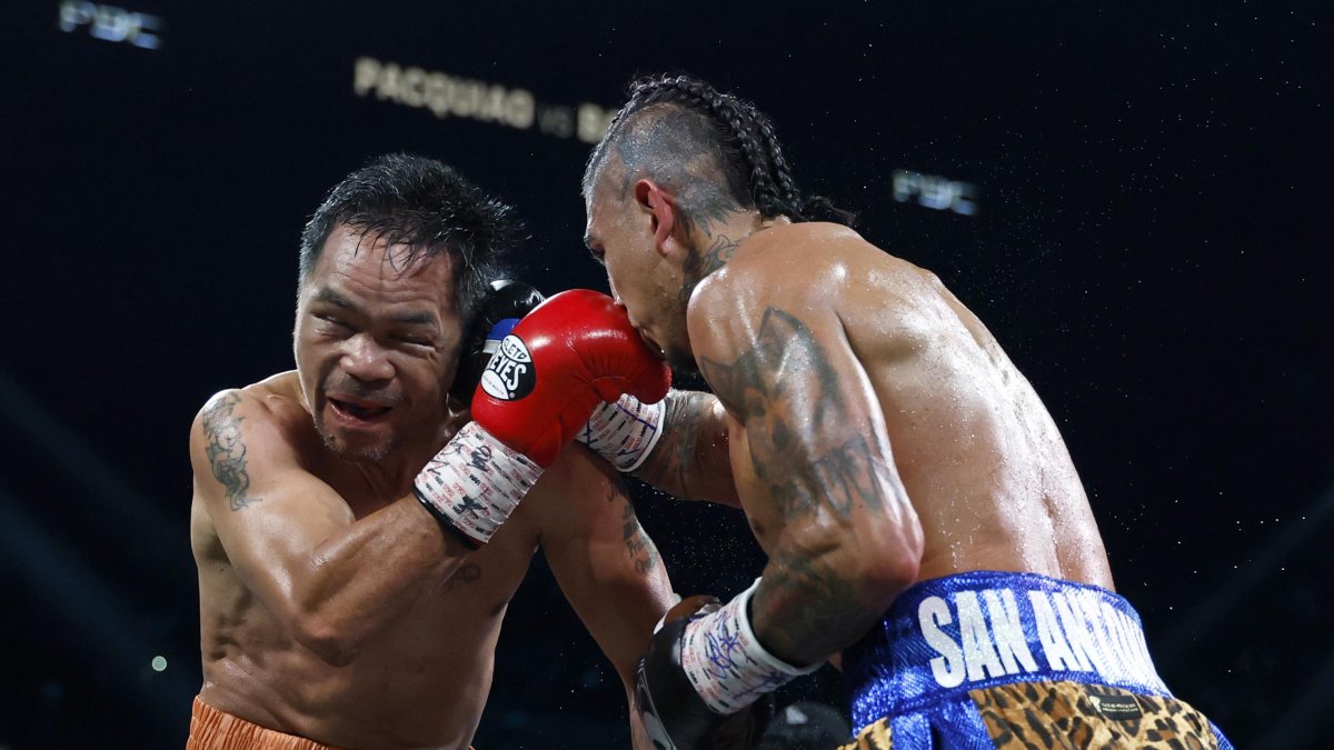 Manny Paquiao y Mario Barrios pelearon el en MGM de Las Vegas por el cinturón peso welter.