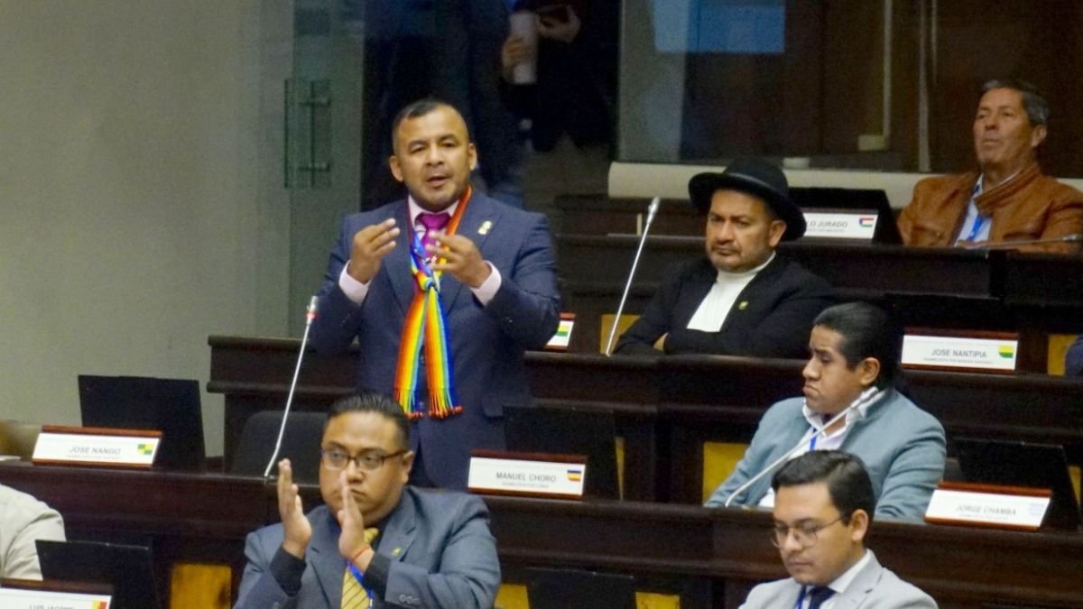 El asambleísta José Luis Nango acudió el 20 de julio de 2025 al último día del VIII Congreso de la Conaie que se desarrolla en Quito.