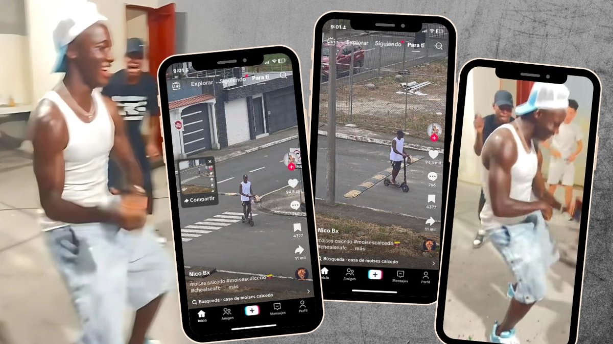 Moisés Caicedo pasándola de lo mejor en sus vacaciones, bailando y en patineta.