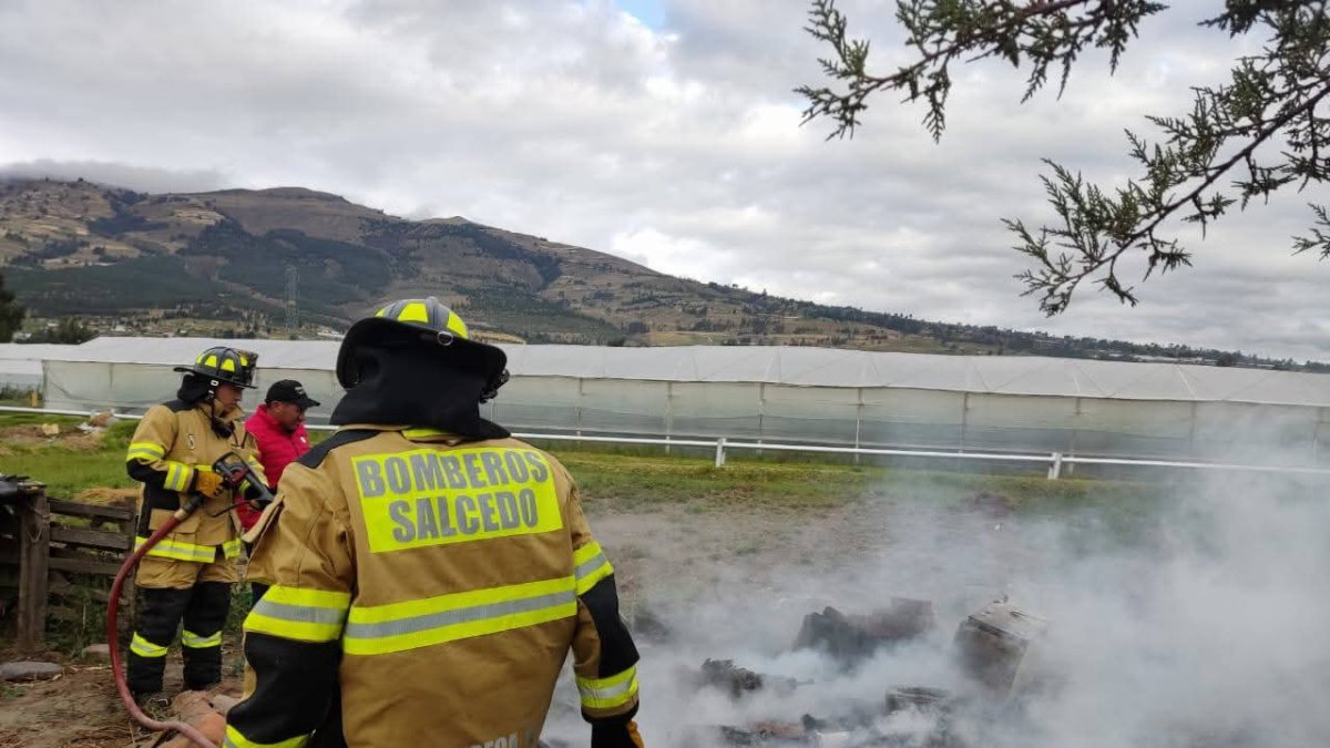 Integrantes del Cuerpo de Bomberos de Salcedo acudieron a atender la emergencia.