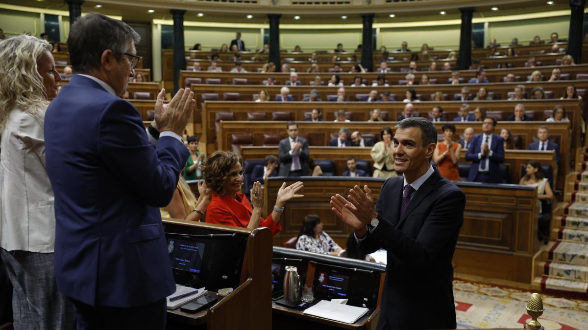 Fotografía de archivo del presidente del Gobierno español, Pedro Sánchez, durante un pleno del Congreso de los Diputados.