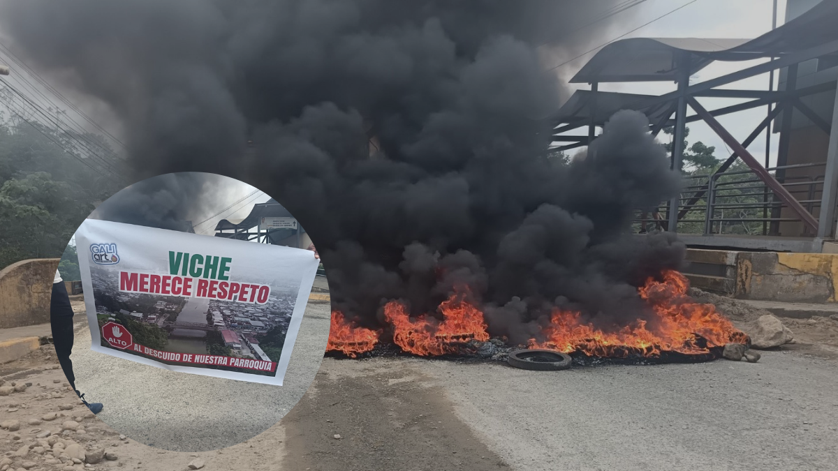 Moradores de Viche bloquean puente con quema de llantas por inconformidades