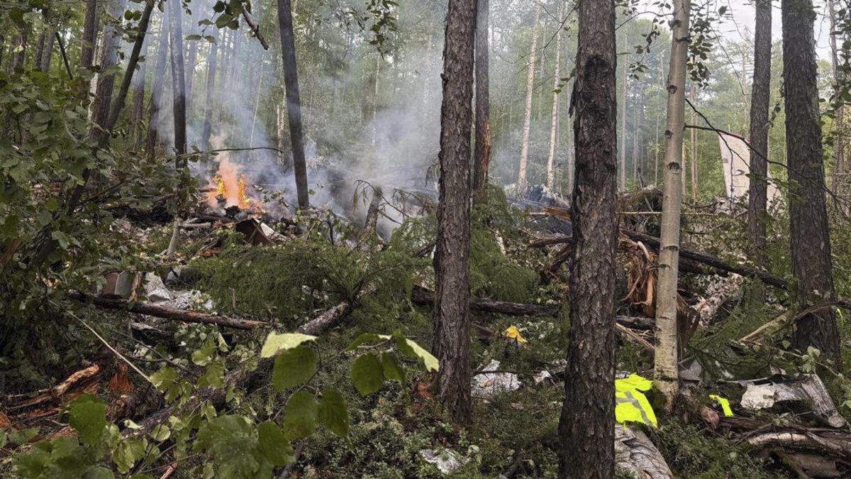 El lugar del accidente del avión de pasajeros ruso An-24 de Angara Airlines en la región de Amur, Rusia, el 24 de julio de 2025.
