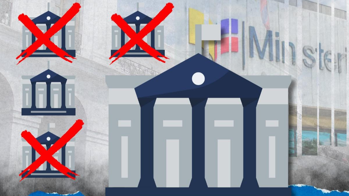 Imagen representativa de la eliminación de seis ministerios en Ecuador. Eran 20 y ahora serán 14, por decisión del Gobierno de Daniel Noboa.