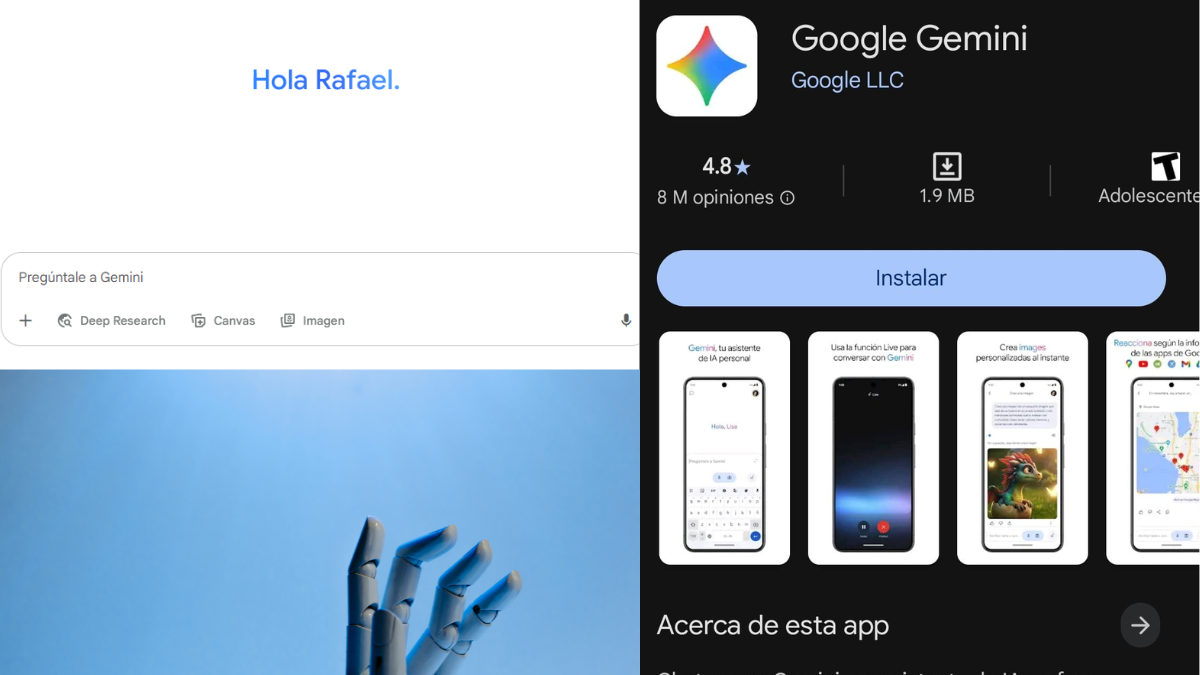 La nueva versión de Gemini ofrece accesos rápidos para escribir, crear código e investigar con inteligencia artificial