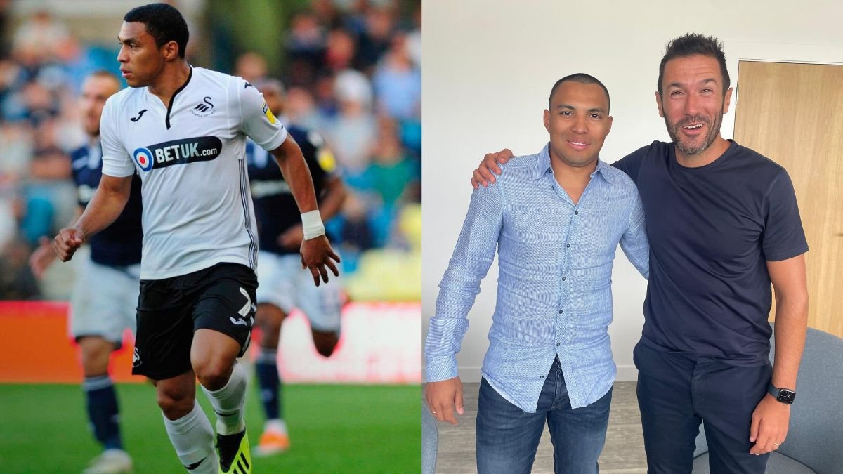 Jefferson Montero y Hugo Viana, director deportivo del Manchester City.