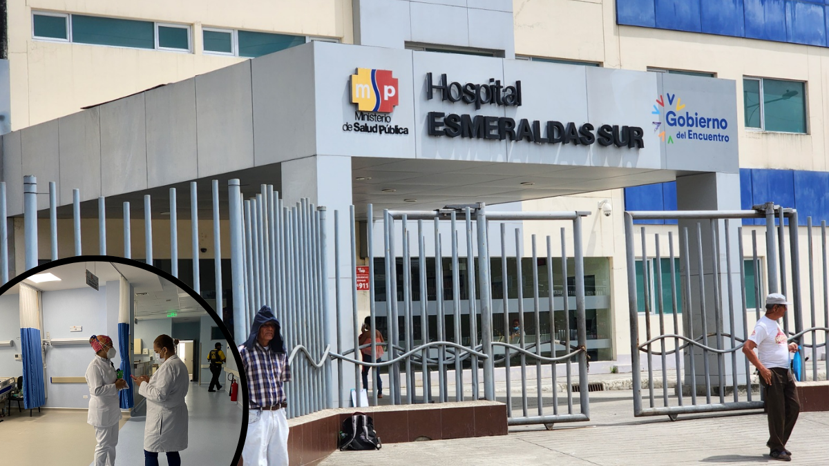 Familiares esperan atención médica en los exteriores del hospital del IESS en Esmeraldas, en medio de quejas por cobros indebidos