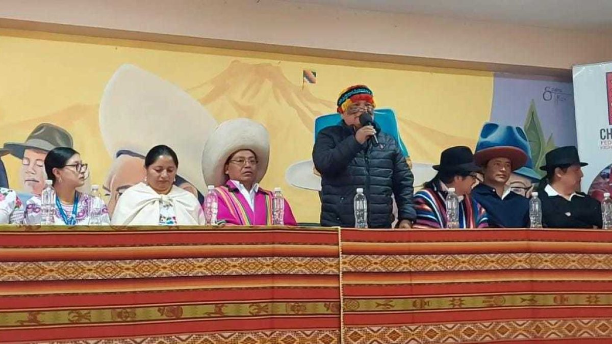Cita. Marlon Vargas, presidente de la Conaie, en un acto, en Otavalo.