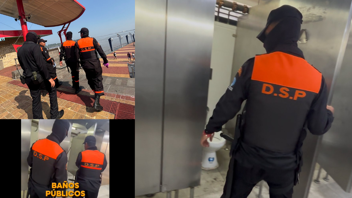 Personal de seguridad vigila el Malecón 2000.