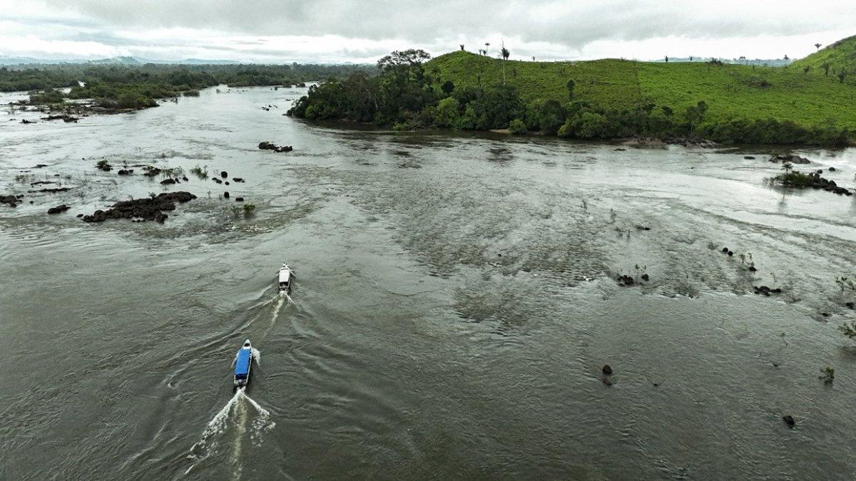 Esta vista aérea muestra un área degradada de la selva amazónica, cerca de la tierra indígena Koatinemo, en el estado de Pará, Brasil, el 12 de junio de 2025.