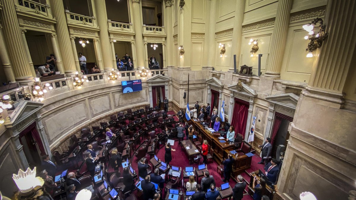 Vista general de archivo de una sesión de la cámara de Senadores en el Congreso de la Nación en Buenos Aires (Argentina).