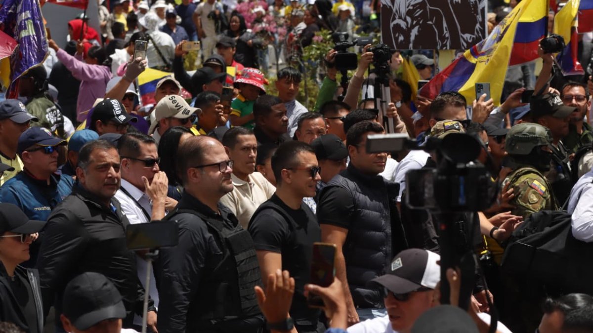 Daniel Noboa se dirigió a los simpatizantes desde la Corte.