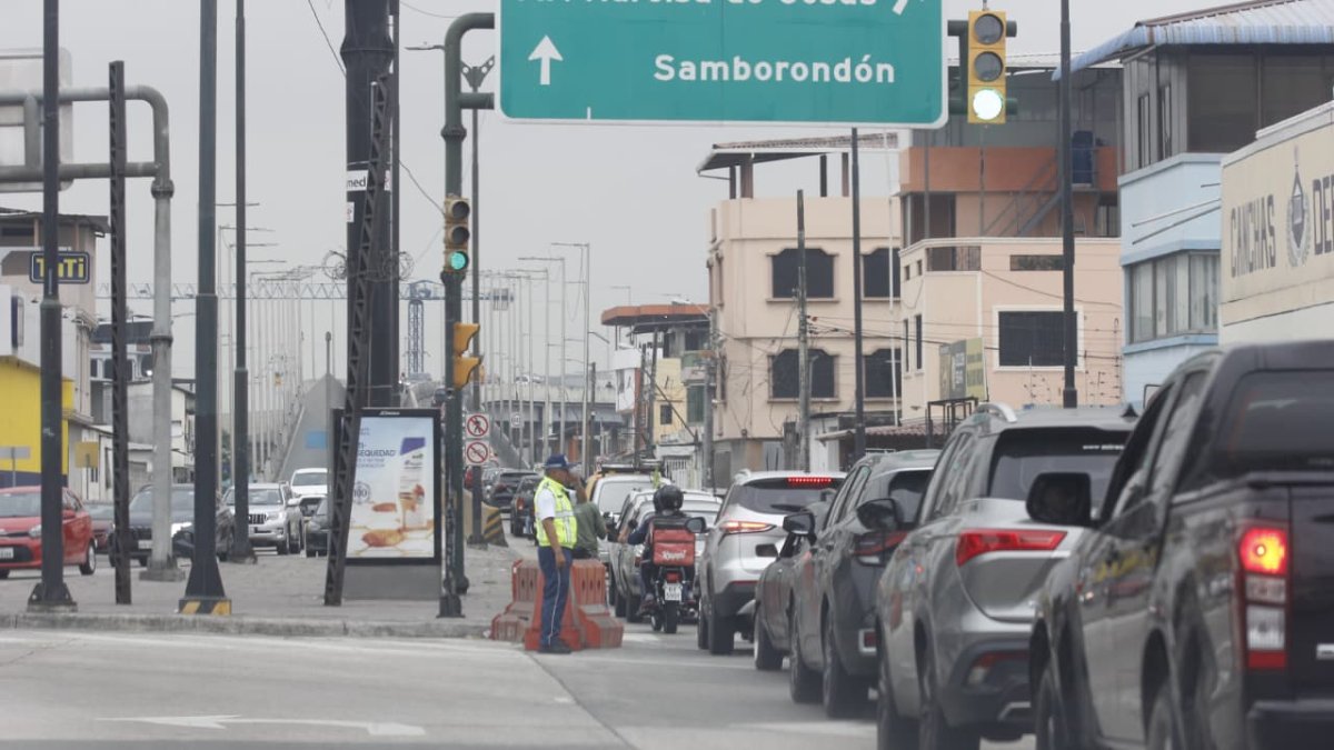 Este es uno de los puentes por los que no deberán circular lo vehículos pesados nunca. Es el que conecta a Guayaquil con Samborondón.