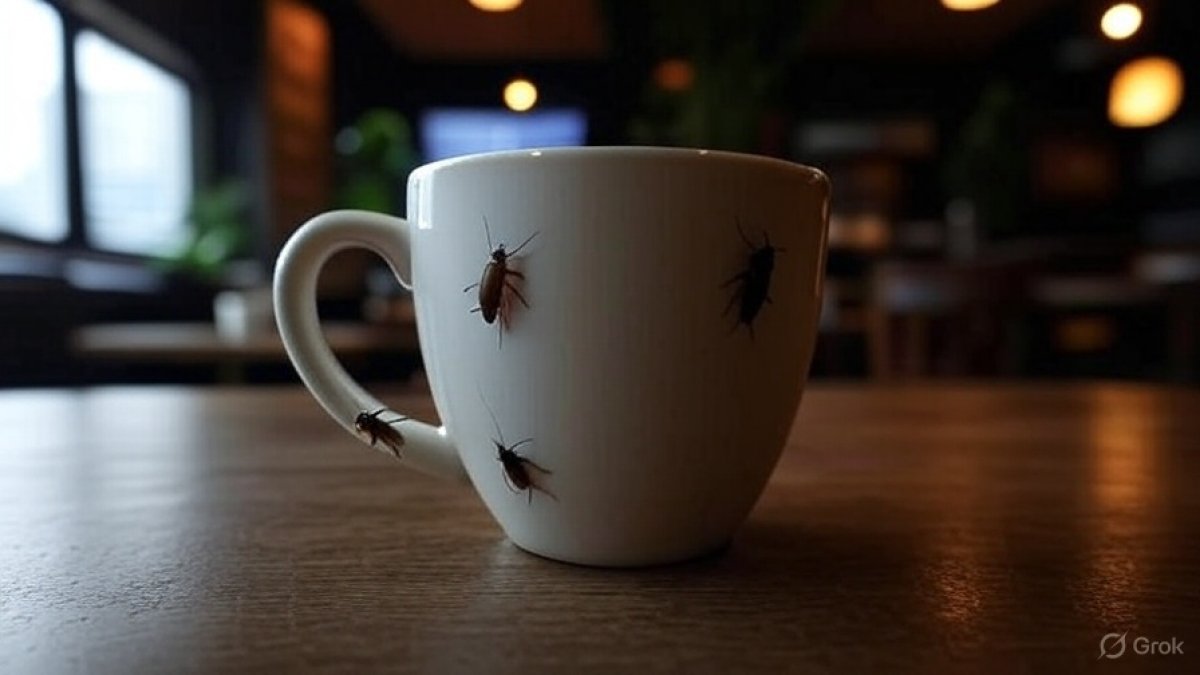 Ilustrado con IA. La cafetería tenía plagas de cucarachas