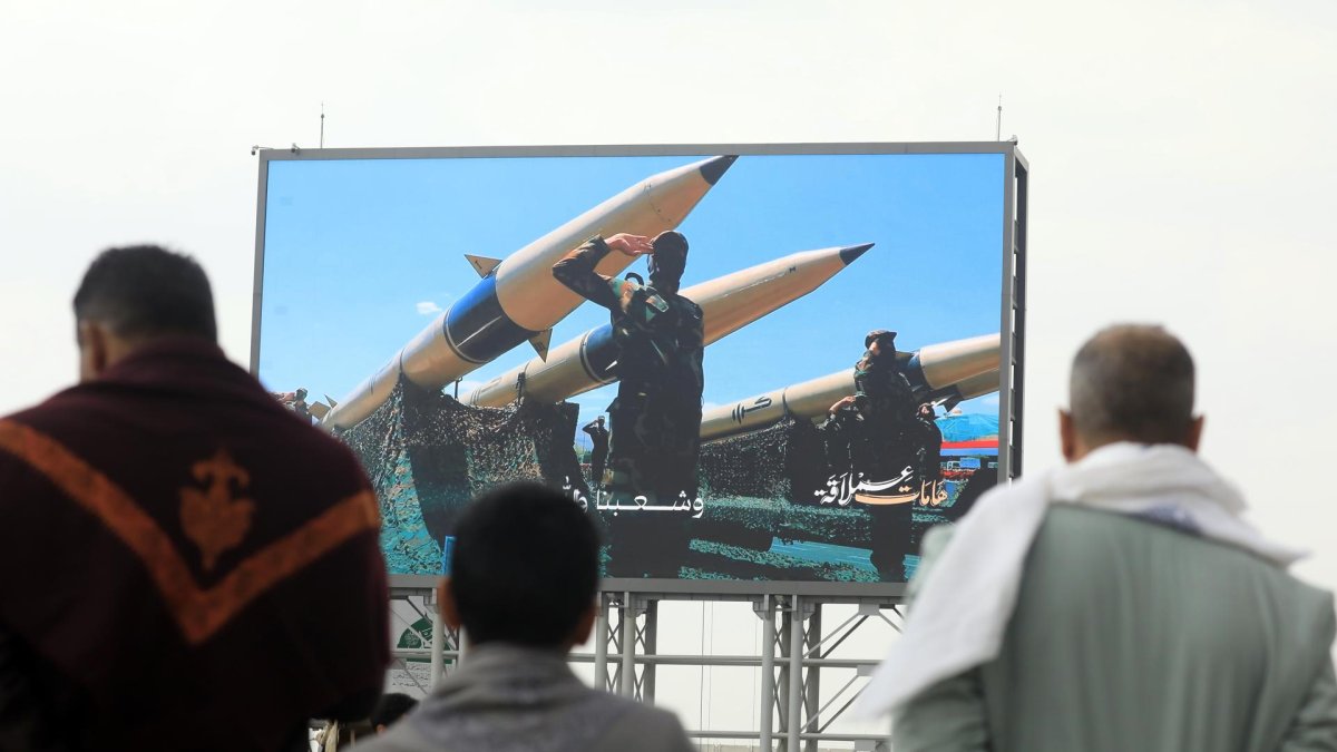 Misiles durante una protesta en apoyo del pueblo palestino, en Saná, Yemen, el 22 de agosto de 2025.