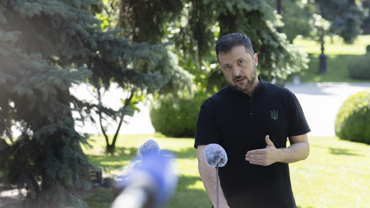 El presidente Volodímir Zelenski, pronuncia una conferencia de prensa en Kiev, Ucrania  Ucrania, Kiev)