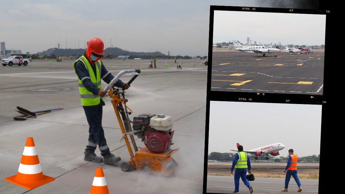 Dos cierres programados de pista afectarán la operatividad del aeropuerto José Joaquín de Olmedo.
