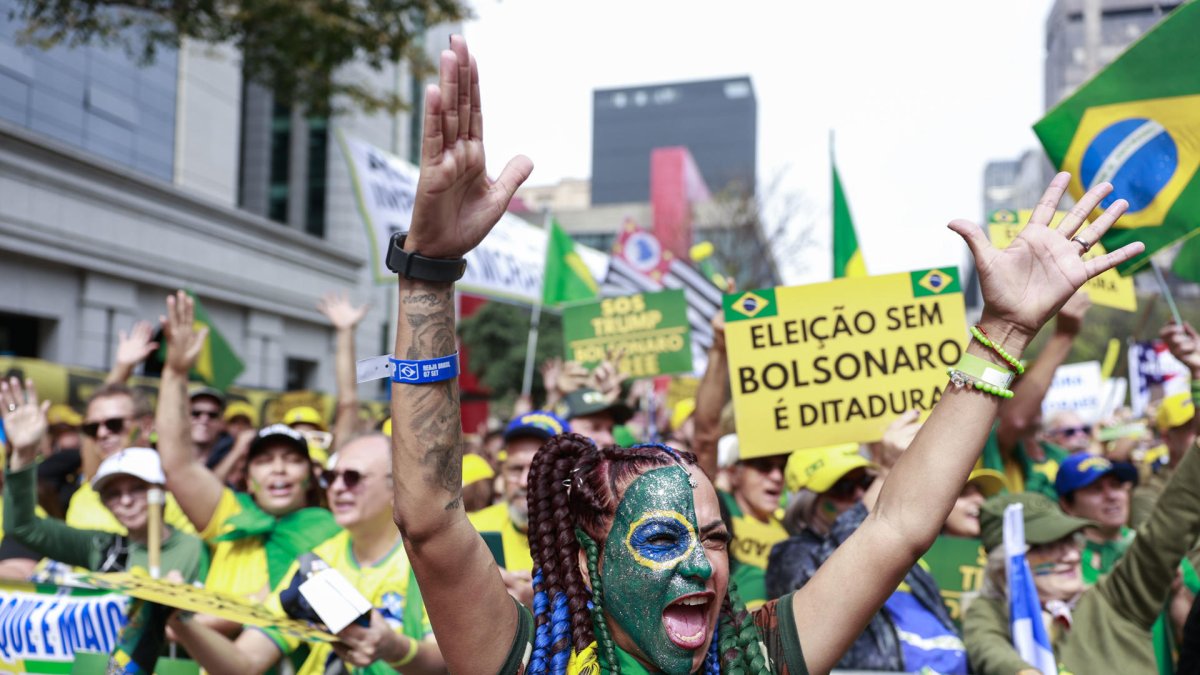 Una simpatizante del expresidente de Brasil, Jair Bolsonaro, durante una manifestación este domingo, 7 de septiembre de 2025, en la ciudad de São Paulo (Brasil).