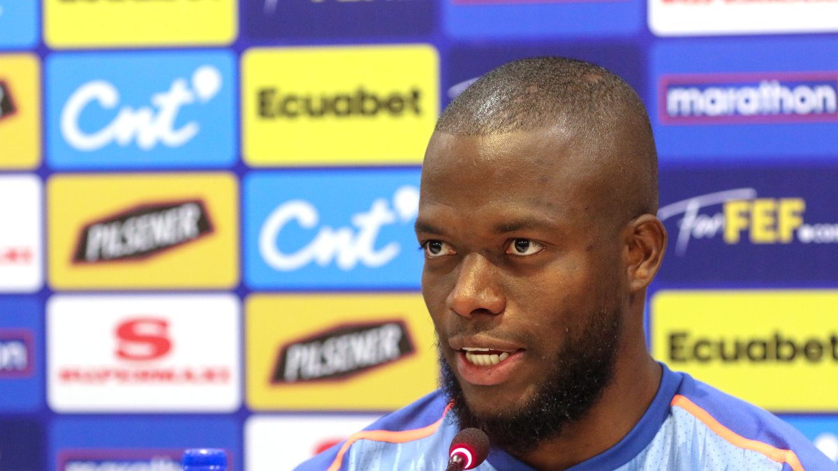 El jugador de la selección Ecuador, Enner Valencia, durante la última rueda de prensa.