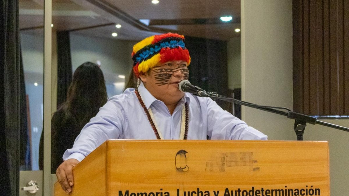 El presidente de la Conaie Marlon Vargas estuvo a la cabeza del Consejo Ampliado.