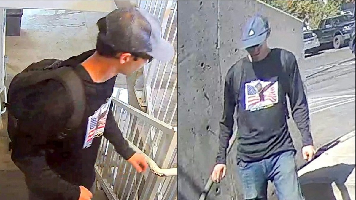 Combinación de imágenes publicadas por el FBI muestra fotografías de una persona de interés en la investigación del tiroteo fatal de Charlie Kirk.